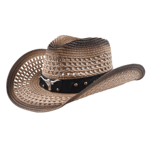 Strå Cowboyhatt Ventilerad Ljusbrun / Kan justeras