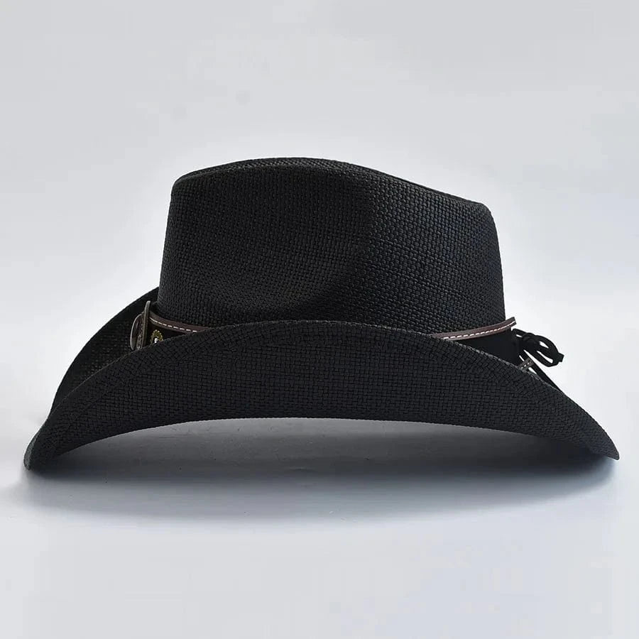 Stråcowboyhatt med Broderad Rem