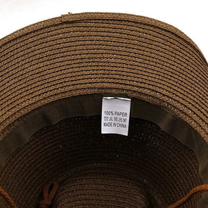 Stråcowboyhatt med fjäderdekor