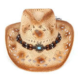 Stråcowboyhatt med pärlor Beige / Ungefär 56-58cm