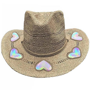 Suncatcher cowgirlhatt i halm Khaki Hjärta