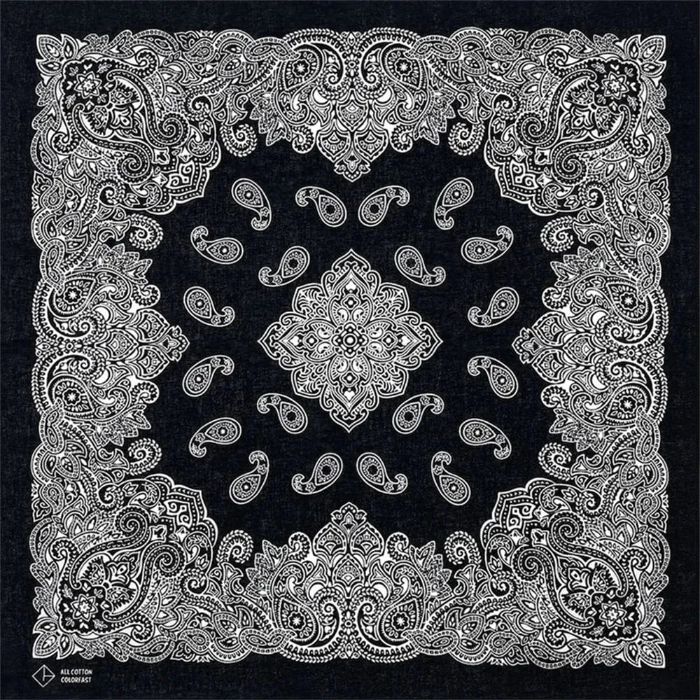 Svart Bandana med Paisley Mandala-mönster Svart och vit