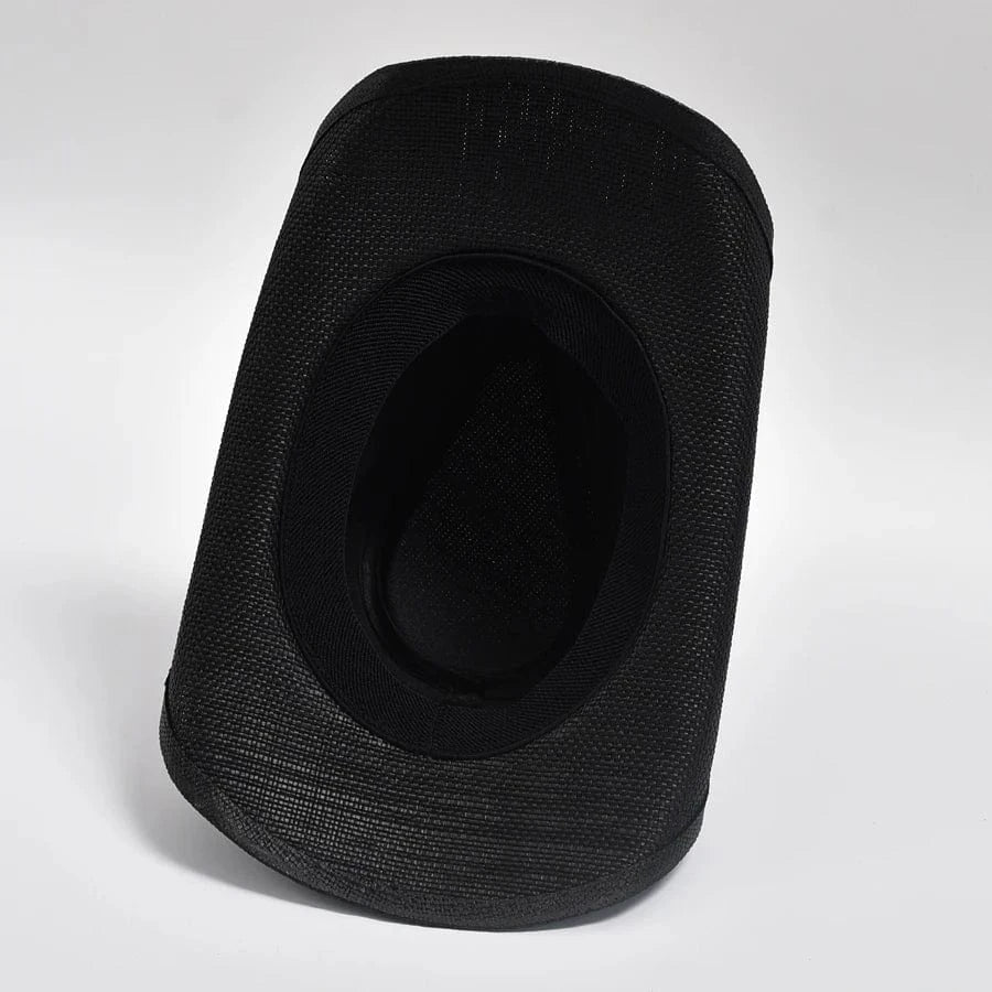 Svart cowboyhatt i halm för herr Svart / One Size
