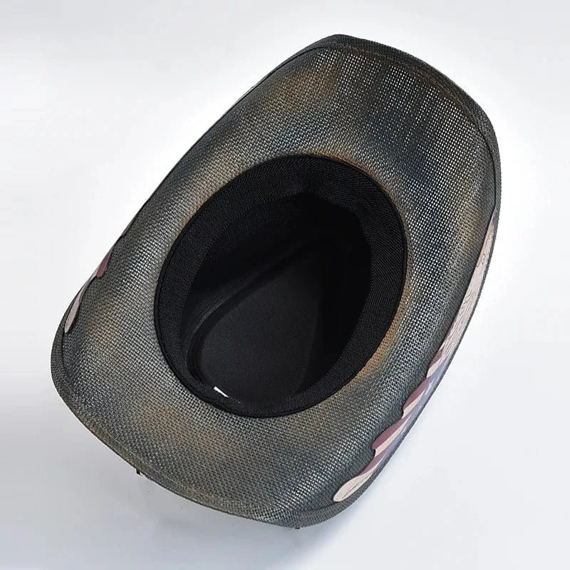 Svart stråcowboyhatt USA Svart / 56-58cm