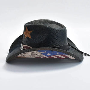 Svart stråcowboyhatt USA Svart / 56-58cm