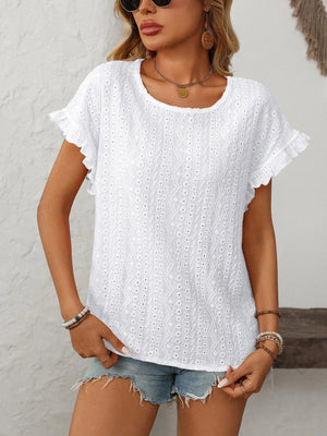 T-shirt blus med volangärmar