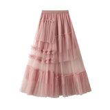 Transparent tyllkjol med volanger för dam Rosa / One Size
