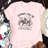 Tshirt för dam "Cowboy Like Me" Rosa / S
