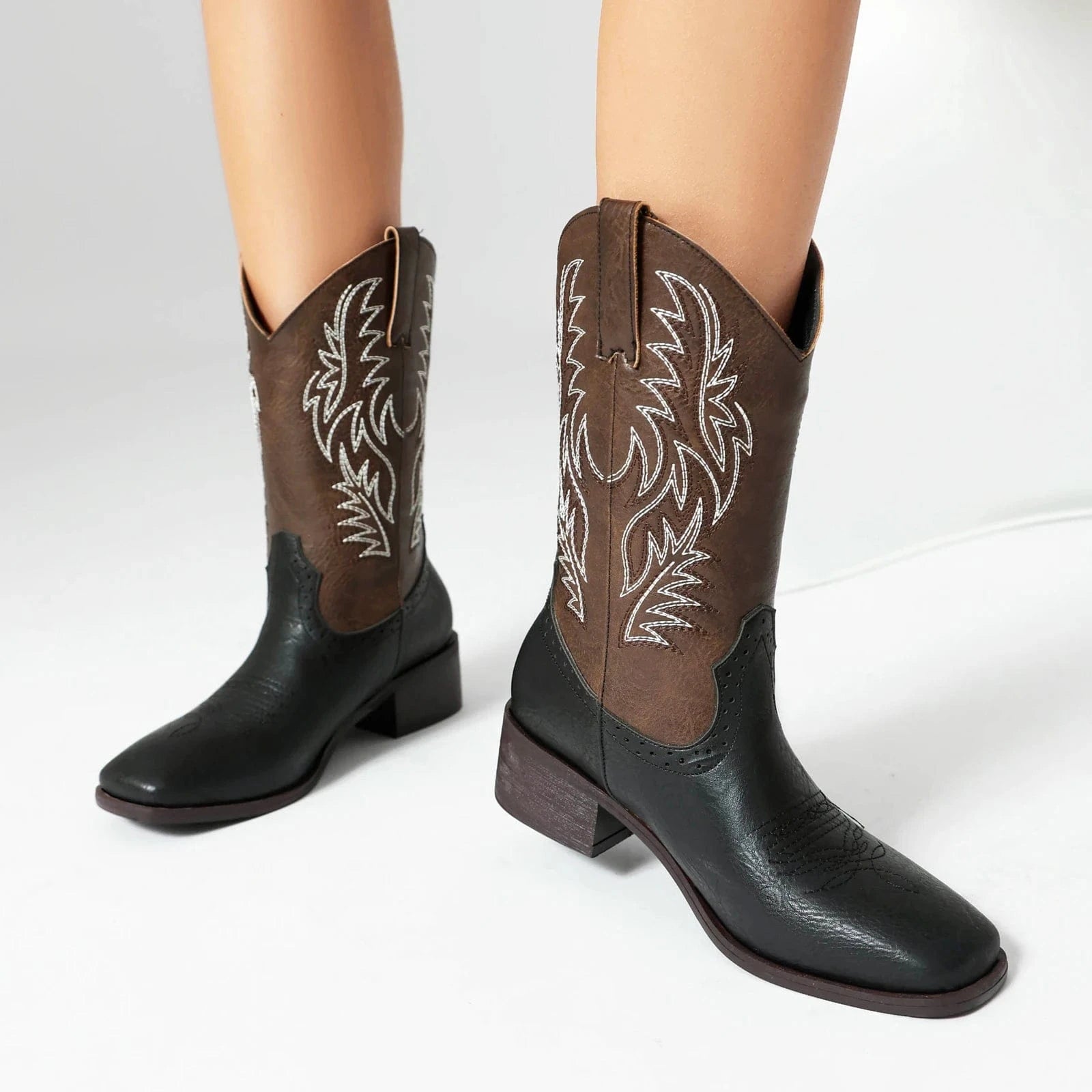 Tvåfärgade Cowboyboots för Dam