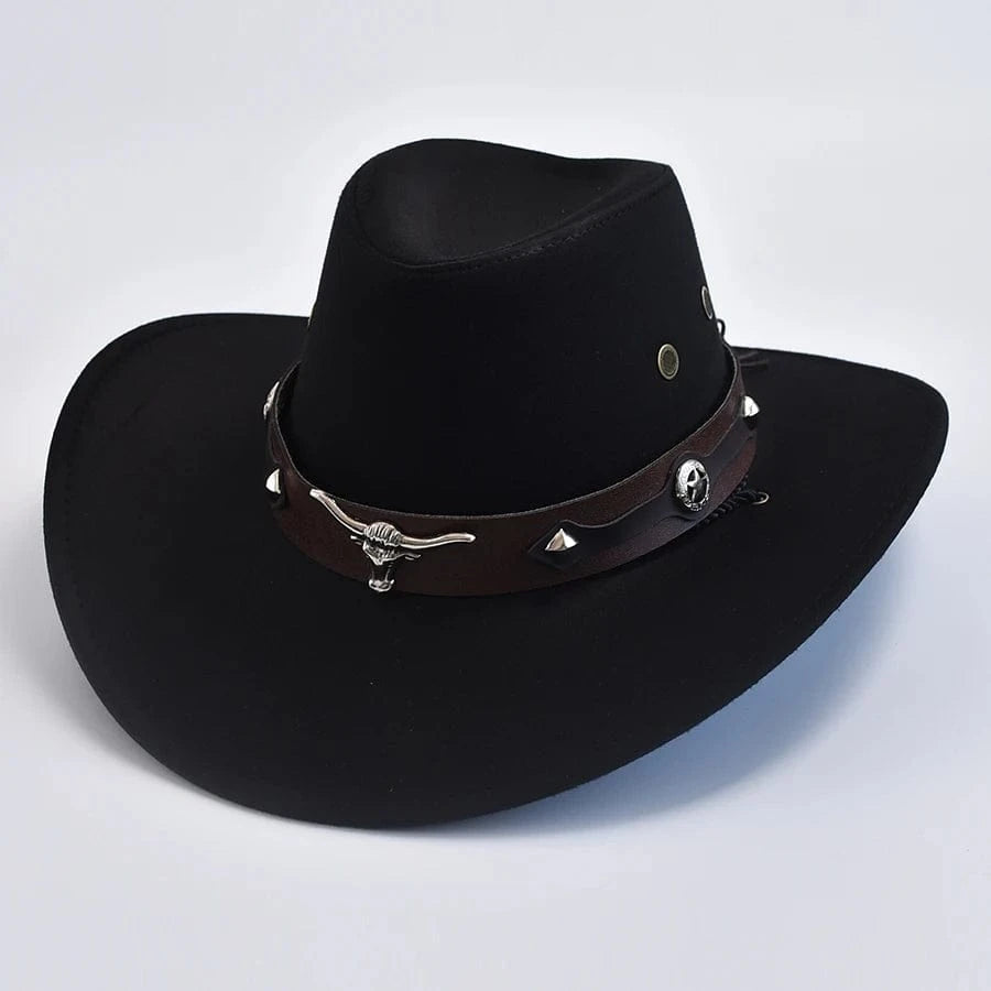 Ullfilt cowboyhatt Svart / 56-58cm