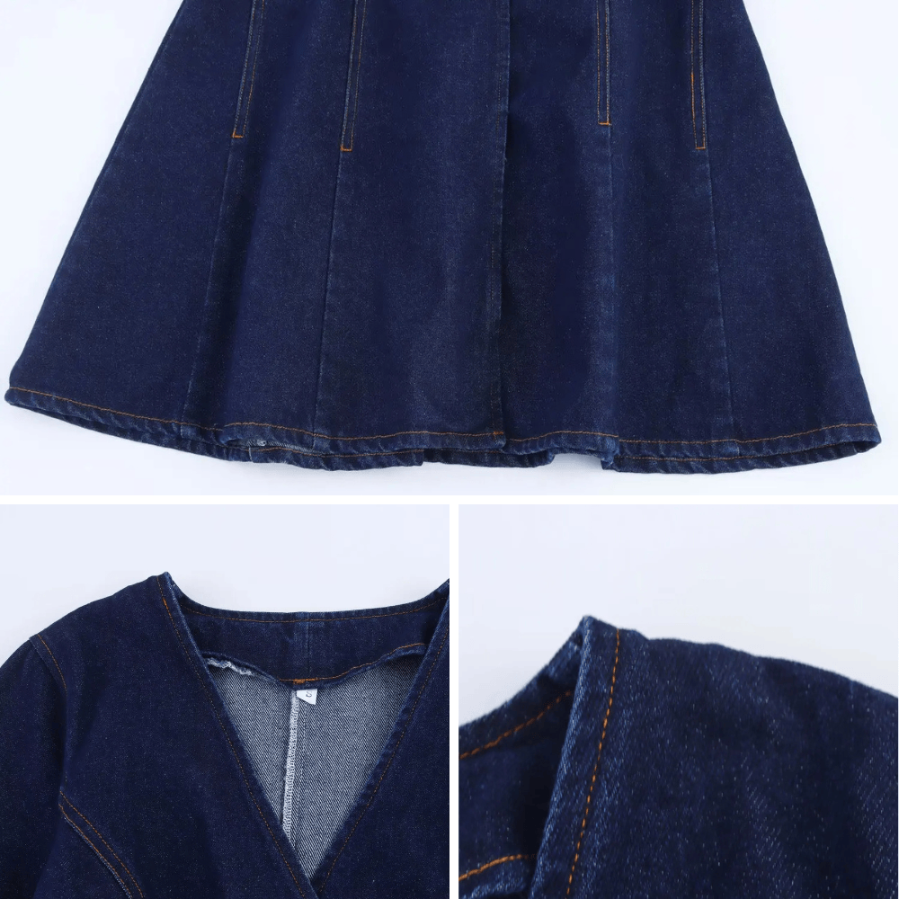 V-ringad kort denimklänning