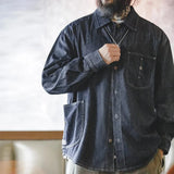 Vintage jeansskjorta herr i workwear-stil Denimblå / S