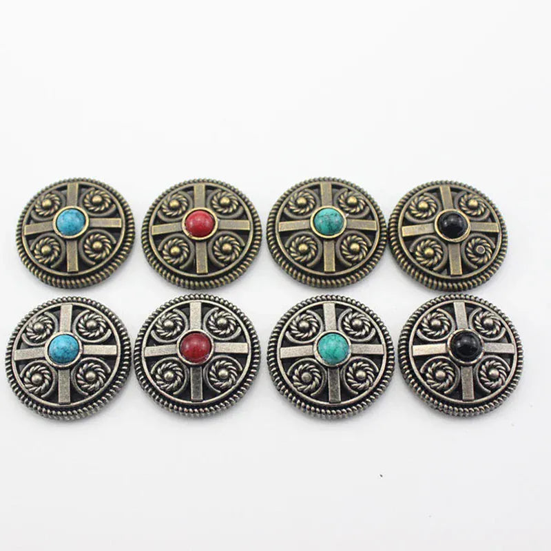 Vintage rund concho med sten