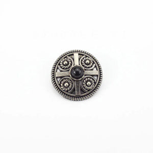 Vintage rund concho med sten Silver svart