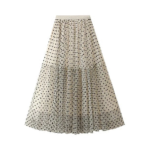 Vintage Saloon kjol i klassiskt prickigt mönster Beige / One Size