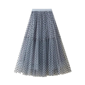 Vintage Saloon kjol i klassiskt prickigt mönster Blå / One Size
