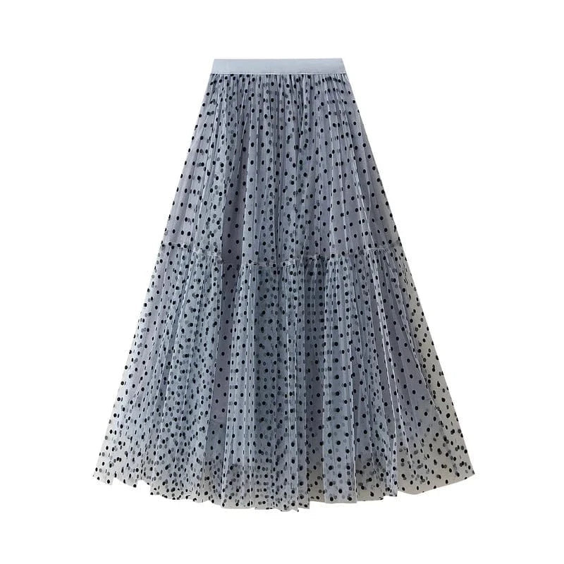 Vintage Saloon kjol i klassiskt prickigt mönster Blå / One Size