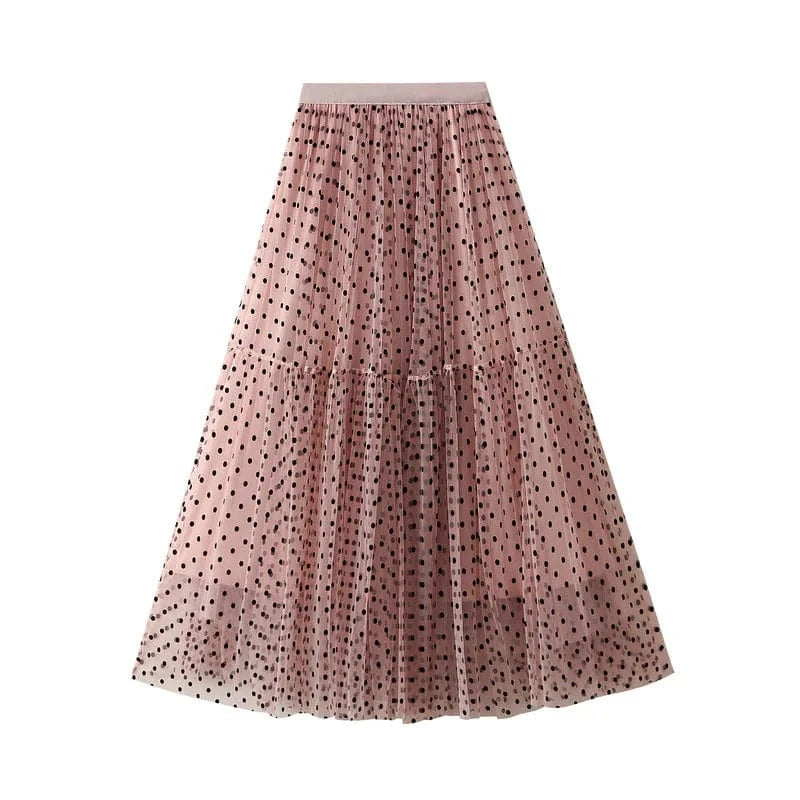 Vintage Saloon kjol i klassiskt prickigt mönster Rosa / One Size