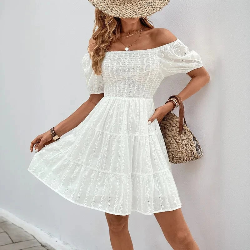 Vit off shoulder klänning