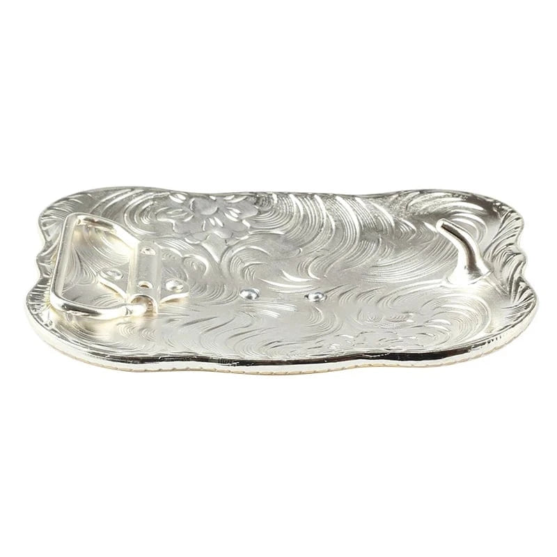 Western Bältesspänne Guldörn med Grekisk Nyckel och Blomgravyr Guld och silver
