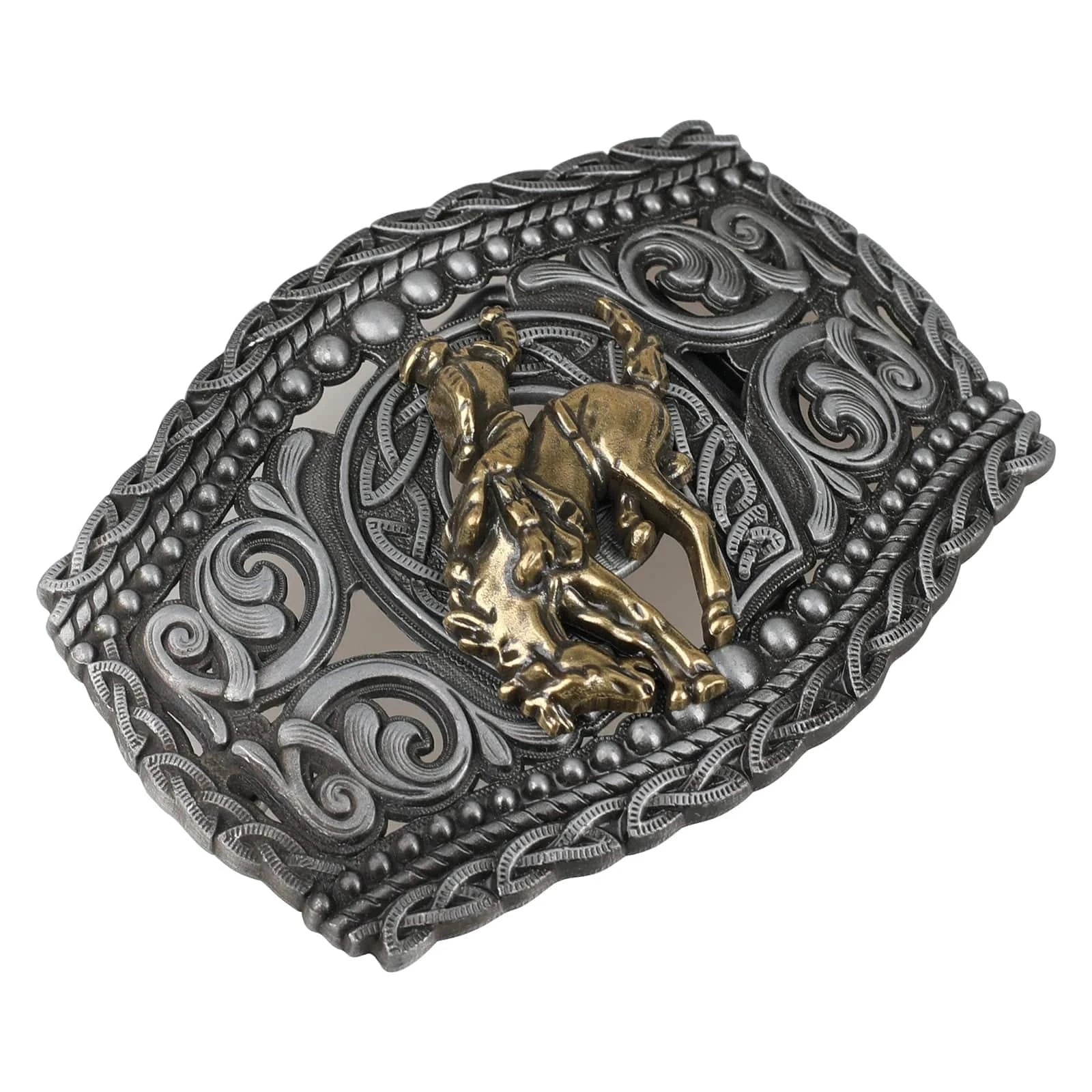 Western Bältesspänne i Metall med Präglad Design