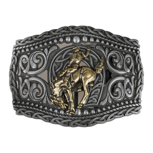 Western Bältesspänne i Metall med Präglad Design Ryttare-guld