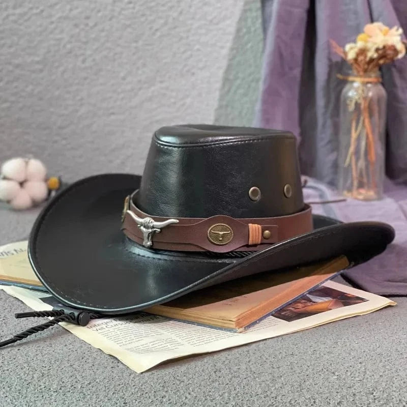 Western Cowboyhatt i Konstläder Svart02 / 56-58cm