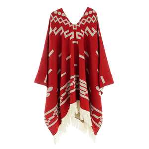 Western poncho Röd / One Size