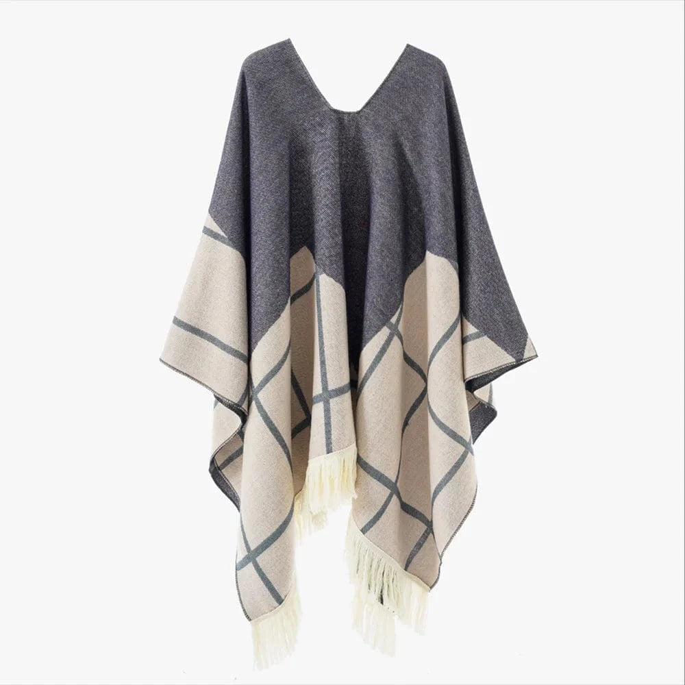 Western poncho Stjärna marinblå / One Size