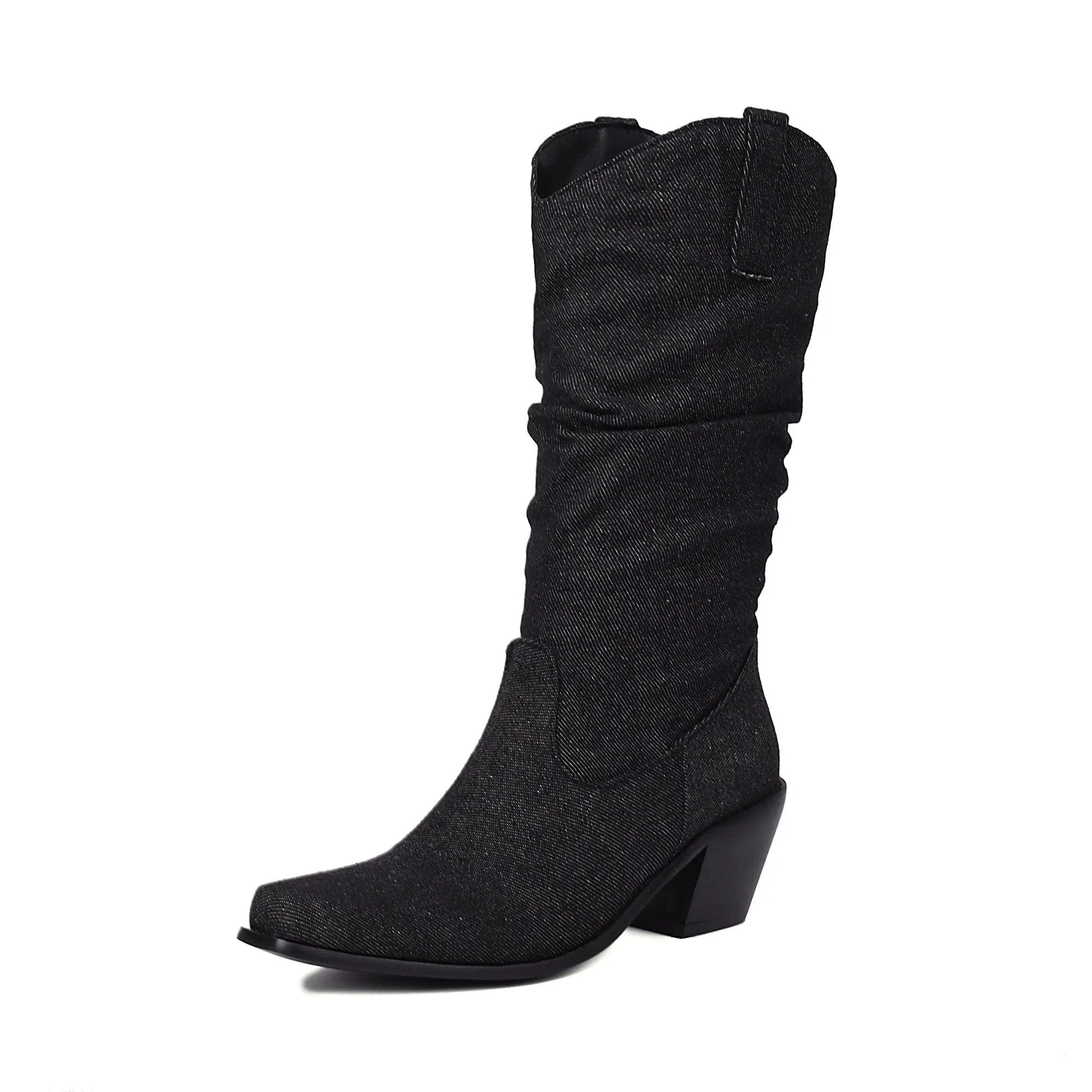 Denim cowboyboots Svart / 35