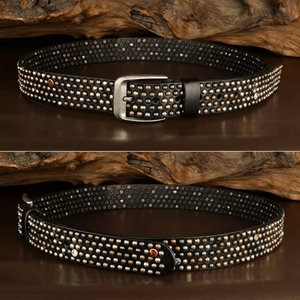 Westernbälte i läder med nitar