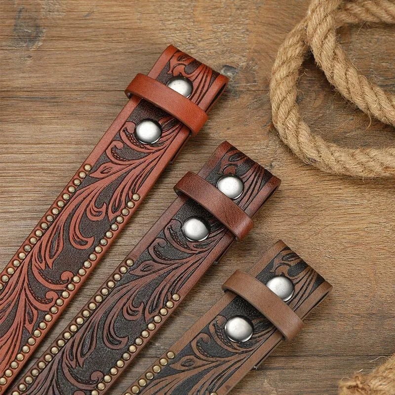 Westernbälte i Präglat utan spänne med Vintagekänsla