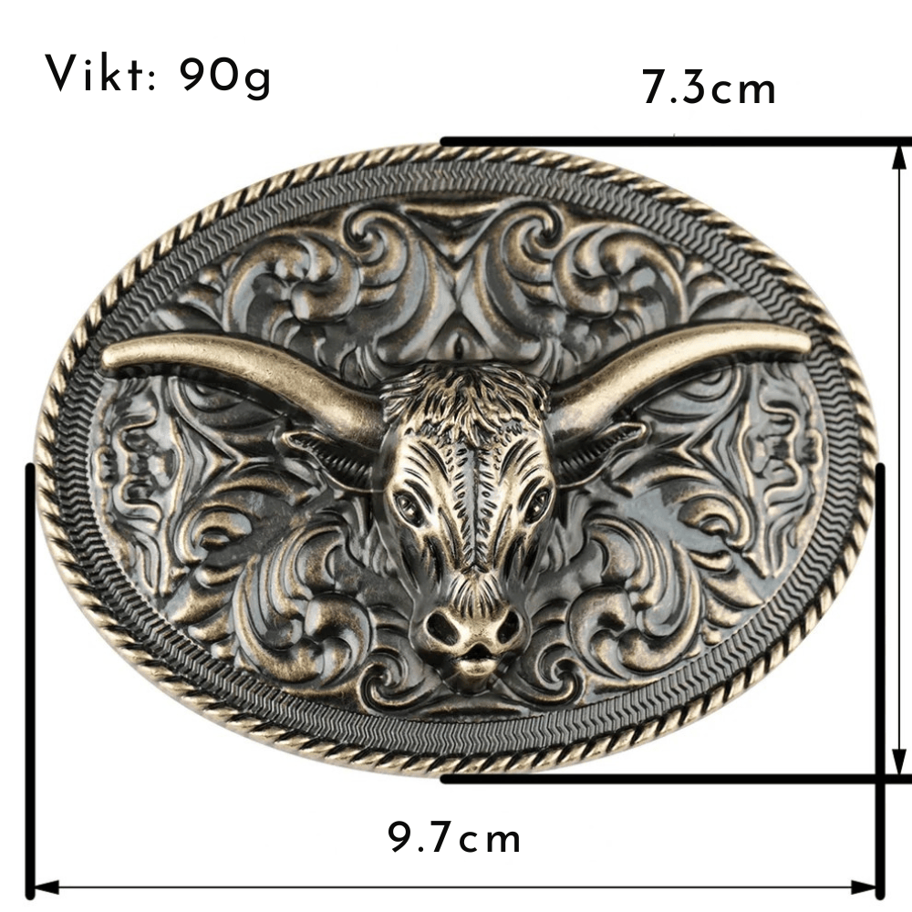 Westernbälte longhorn äkta läder