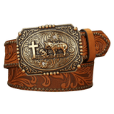 Westernbälte med Cowboy Prayer spänne Brun / 120cm