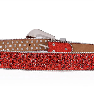 Westernbälte Rött med Röda Kristaller