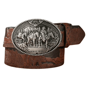 Westernbälte silverspänne Brun / 120cm