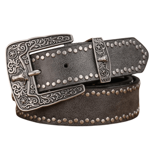 Westernbälte vintage spänne Svart Silver / 120cm