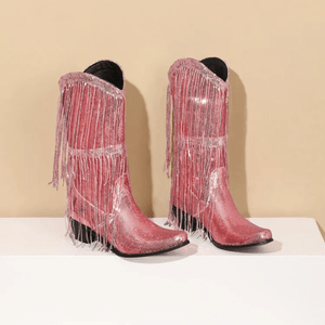 Westernboots med Glittrande Fransdesign