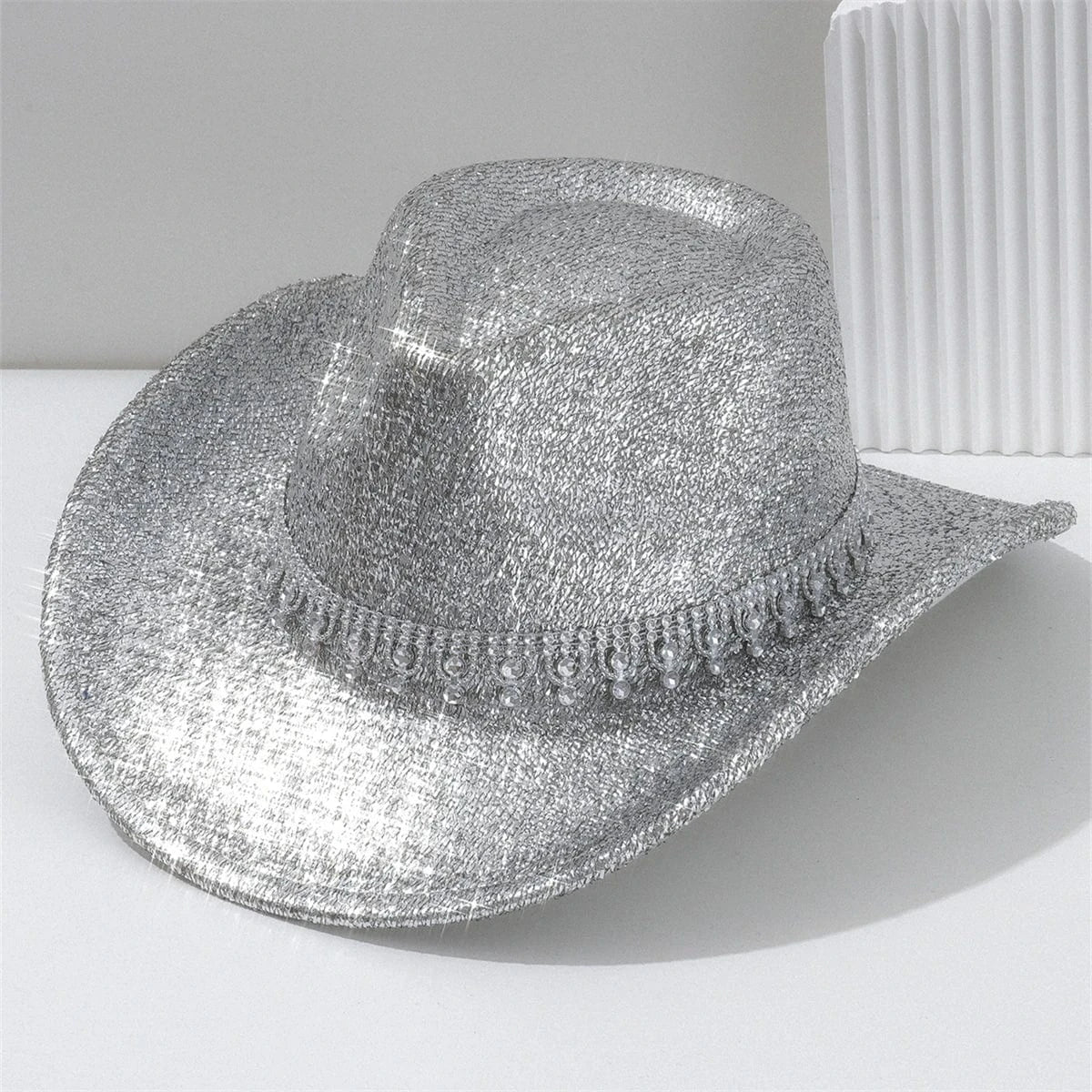 Westernhatt dam med strass 56-58cm / Silver