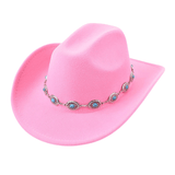 Westernhatt i Filttyg med Turkos Dekor Rosa / 56-58cm