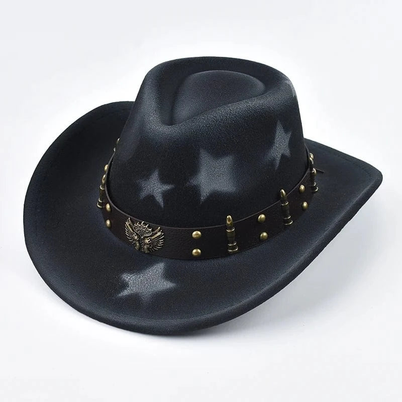 Westernhatt med Stjärnmotiv Svart / Kan justeras