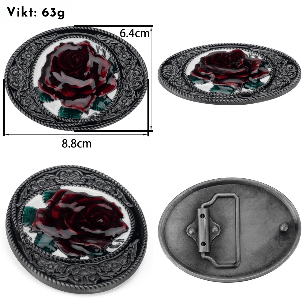 Westernläderbälte med rosenspänne