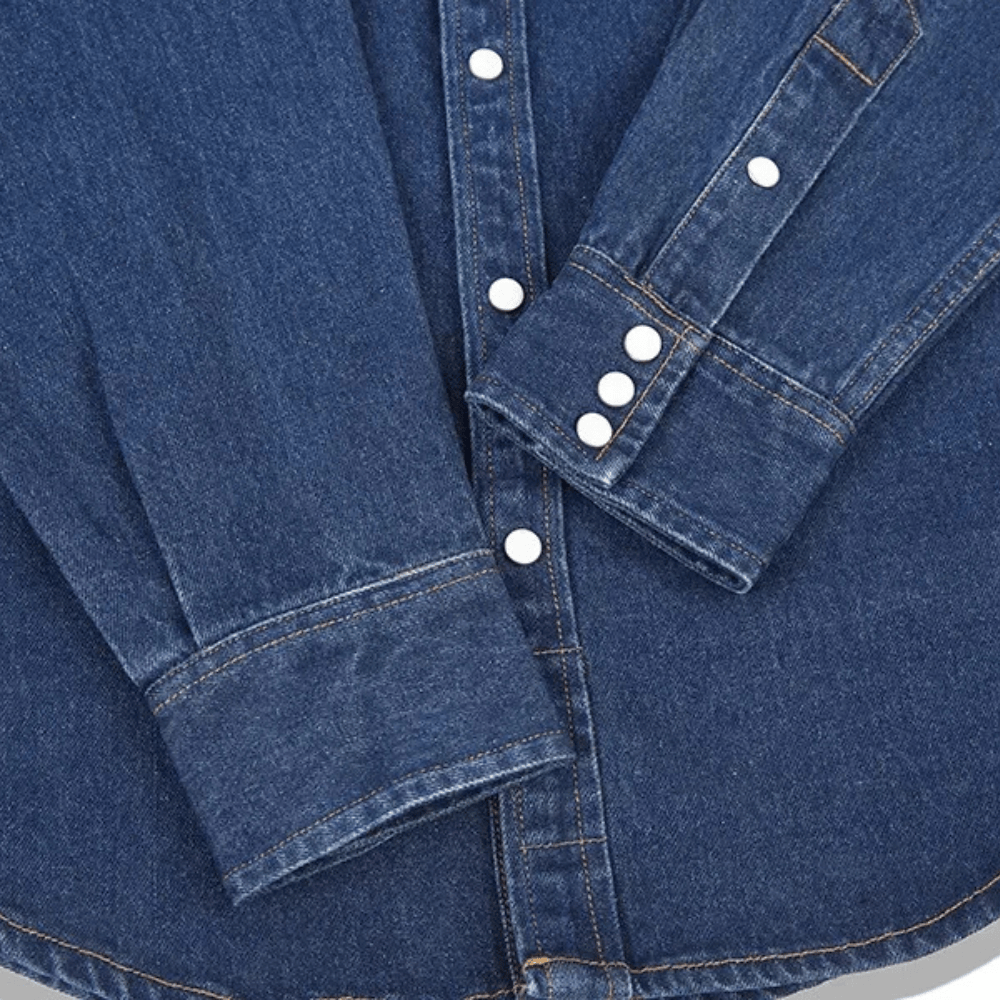 Westernskjorta i tvättad denim