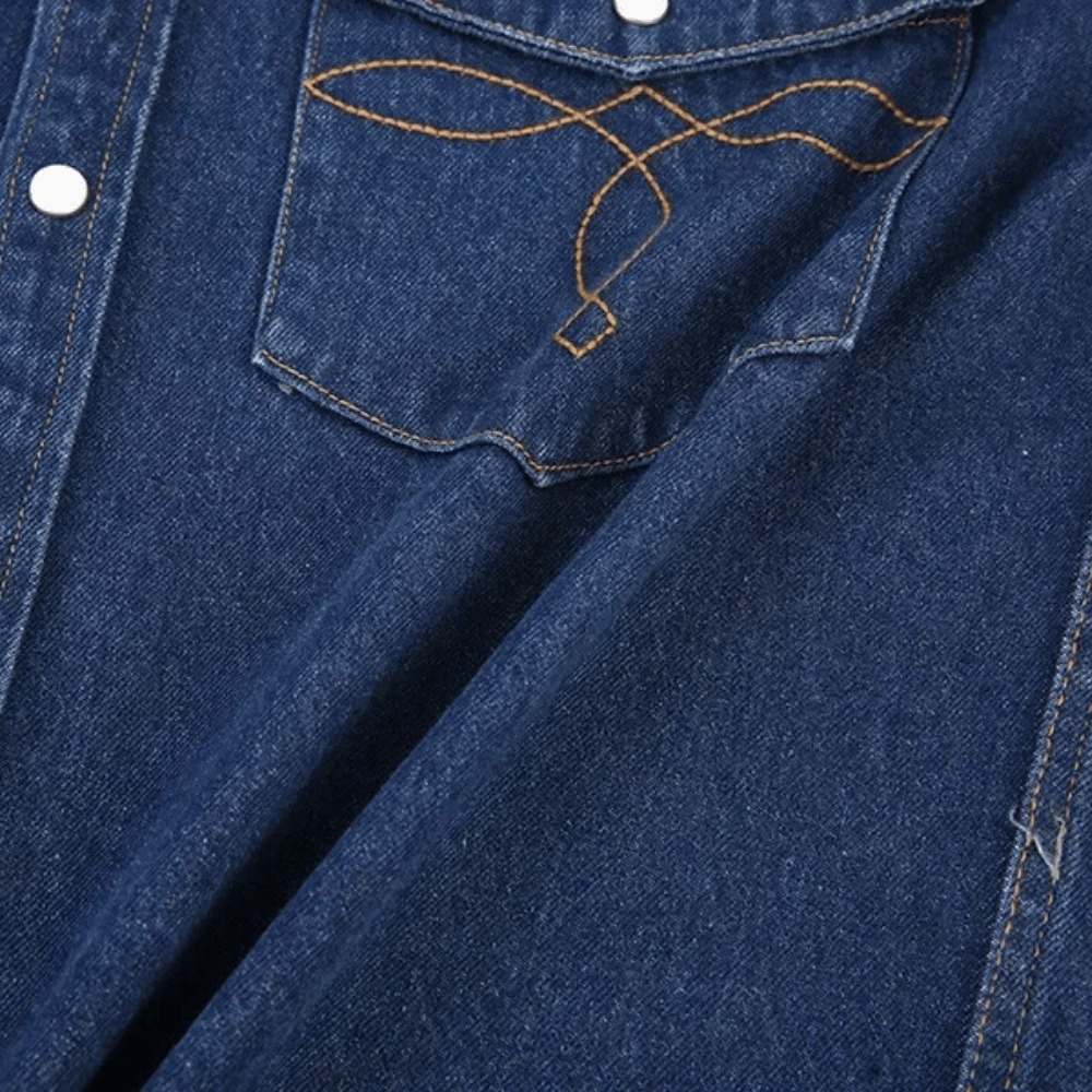 Westernskjorta i tvättad denim