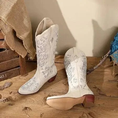 Höga Cowboystövlar med Glitterbrodyr