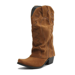 Slouchiga Cowboyboots i Mocka för Dam Brun / 36