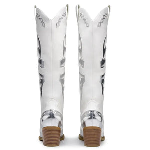 Vita och Silverfärgade Cowgirl Boots