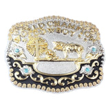 World Champion Cowboy Bältesspänne Guld Silver Turkis Detaljer Silver och guld